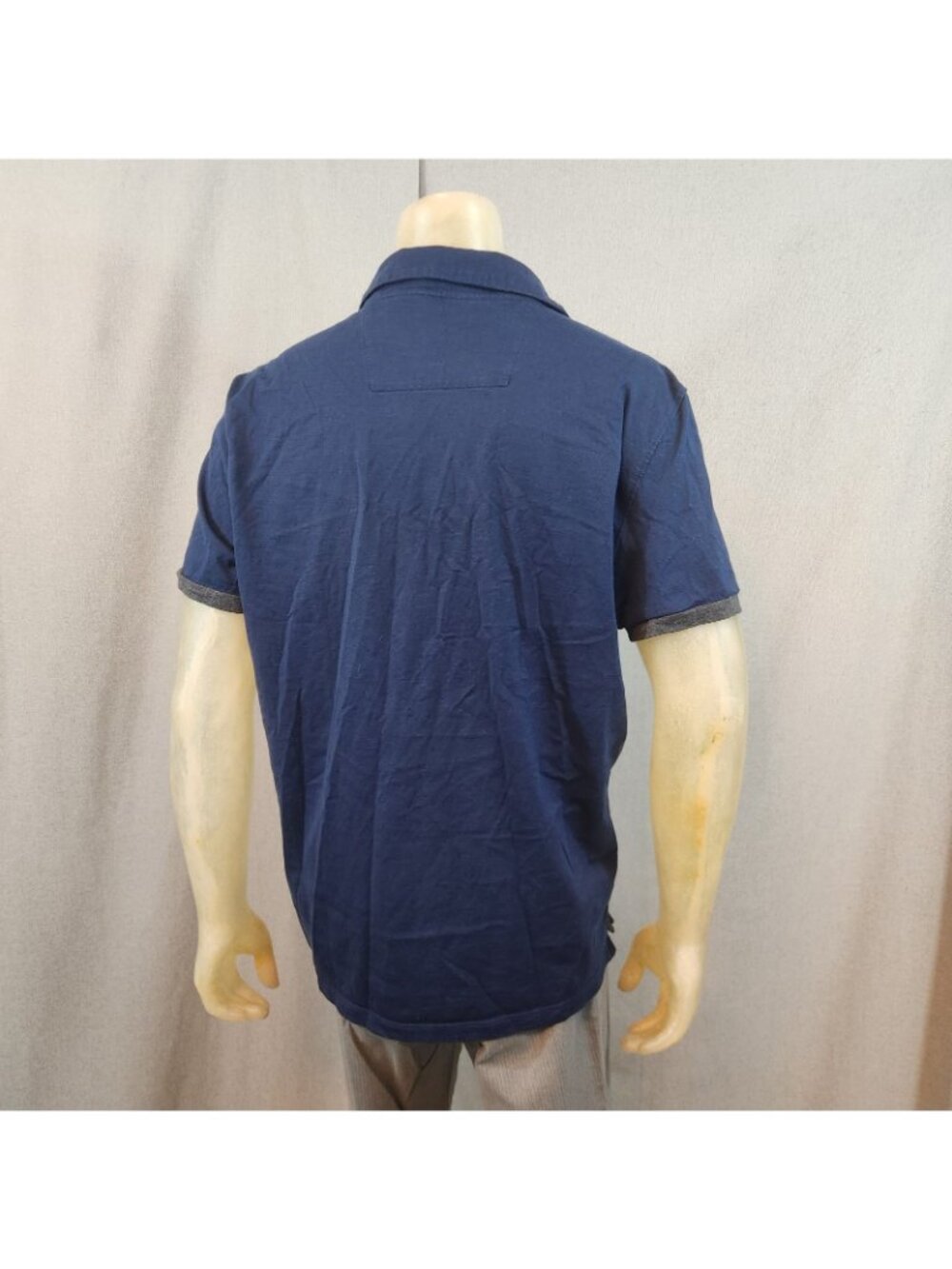 Calvin Klein Blue Black Gray Short Slv Collar Cotton Polo Shirt XL XLARGE Liquid - Picture 4 of 7